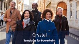  Presentation with walking together - Amazing PPT theme having ethnic tourism - group of mature friends walking backdrop and a navy blue colored foreground