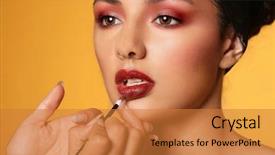  Presentation with end of life vehicle - Audience pleasing PPT theme consisting of ethnic woman with high end backdrop and a gold colored foreground