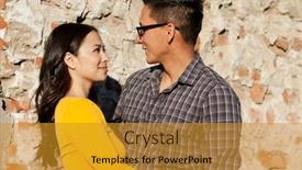  Presentation with ethnic - Cool new slides with ethnic young couple smiling and happy backdrop and a gold colored foreground