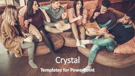  Presentation with ethnic group - Beautiful PPT theme featuring ethnic young friends eating pizza backdrop and a  colored foreground