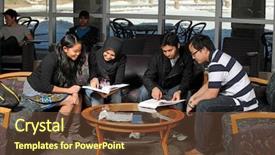  Presentation with diverse students - Presentation design consisting of multicultural books - ethnically diverse group of students background and a tawny brown colored foreground