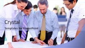  Presentation with project manager meeting - Slide set consisting of ethnicity race - business meeting - manager discussing background and a light blue colored foreground