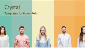  Presentation with people collage - PPT theme enhanced with ethnics young people over colorful background and a cream colored foreground