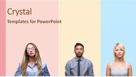  Presentation with people collage - Theme enhanced with ethnics young people over colorful background and a cream colored foreground