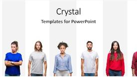  Presentation with people collage - Colorful theme enhanced with ethnics young people over white backdrop and a white colored foreground