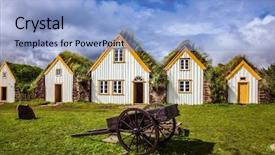  Presentation with rural tourism concept - Slide deck consisting of ethnographic museum-estate glaumbaer iceland background and a light blue colored foreground