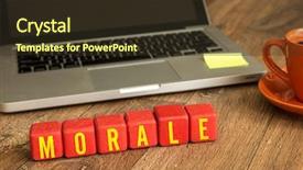  Presentation with cube - Presentation theme consisting of ethos - morale written on a wooden background and a tawny brown colored foreground