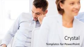  Presentation with tired - PPT theme featuring etiquette - business concept - tired businessmen background and a white colored foreground