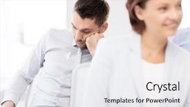  Presentation with tired - Slide set consisting of etiquette - business concept - tired businessmen background and a white colored foreground