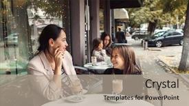  Presentation with family talking - Slide deck featuring etiquette - mom with child spending time background and a mint green colored foreground