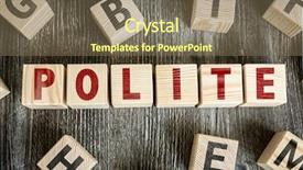  Presentation with blocks - Slide set featuring etiquette - wooden blocks with the text background and a violet colored foreground