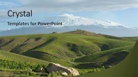  Presentation with rolling hills - Presentation theme with etna dominates the rolling hills background and a light blue colored foreground