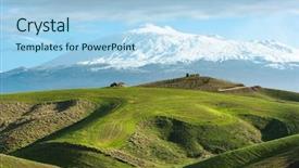  Presentation with rolling hills - PPT theme enhanced with etna dominates the rolling hills background and a light blue colored foreground