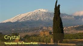  Presentation with scenic - Beautiful presentation design featuring etna-mount-and-cypress-tree backdrop and a tawny brown colored foreground