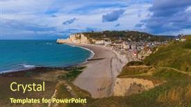  Presentation with france - PPT layouts enhanced with etretat cliffs with arch - normandy france - travel and nature background background and a tawny brown colored foreground
