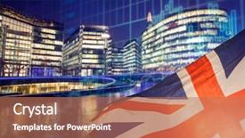  Presentation with brexit - Slide set having eu - brexit concept - uk economy background and a coral colored foreground