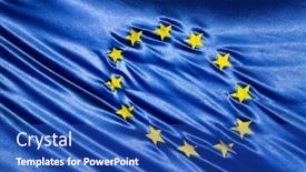  Presentation with wind - PPT layouts consisting of eu-flag-background-in-wind background and a cobalt blue colored foreground
