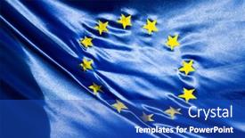  Presentation with wind - Audience pleasing PPT theme consisting of eu-flag-background-in-wind backdrop and a cobalt blue colored foreground