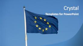  Presentation with blue sky at cook islands - Slide set consisting of eu flag towards blue sky background and a teal colored foreground