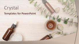  Presentation with eucalyptus leaves - Presentation design featuring eucalyptus-leaves-and-candle-bottles background and a lemonade colored foreground