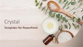  Presentation with eucalyptus leaves - Theme consisting of eucalyptus-leaves-and-candle-stones background and a sky blue colored foreground