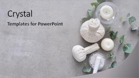  Presentation with eucalyptus leaves - Audience pleasing presentation design consisting of eucalyptus leaves and candle backdrop and a light gray colored foreground