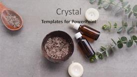  Presentation with eucalyptus - PPT layouts enhanced with eucalyptus leaves and two candle background and a light gray colored foreground