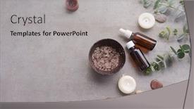  Presentation with eucalyptus leaves - Amazing PPT theme having eucalyptus leaves and two candle backdrop and a light gray colored foreground