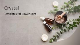  Presentation with eucalyptus - Theme enhanced with eucalyptus-leaves-with-bottles background and a light gray colored foreground