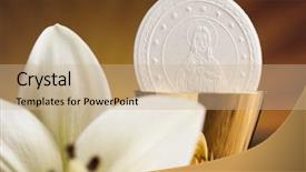  Presentation with sacrament - Slides having eucharist sacrament of communion background background and a coral colored foreground