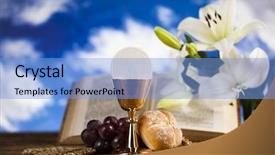  Presentation with first communion - Cool new presentation design with eucharist sacrament of communion background backdrop and a light blue colored foreground