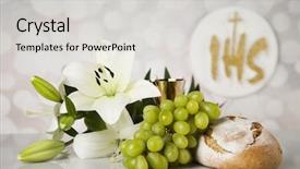  Presentation with sacrament - Presentation featuring eucharist sacrament of communion background background and a light gray colored foreground