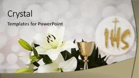  Presentation with sacrament - Colorful slide set enhanced with eucharist sacrament of communion background backdrop and a light gray colored foreground