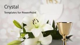  Presentation with sacrament - Presentation consisting of eucharist sacrament of communion background background and a light gray colored foreground