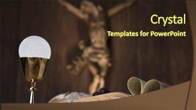  Presentation with first communion - Presentation design enhanced with eucharist symbol of bread background and a wine colored foreground