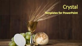  Presentation with bread - Amazing PPT theme having eucharist symbol of bread backdrop and a tawny brown colored foreground