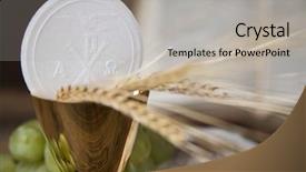  Presentation with first communion - Slide deck having eucharist symbol of bread background and a light gray colored foreground