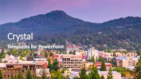  Presentation with orlando florida usa downtown city - Slide deck featuring eugene oregon usa downtown cityscape background and a ocean colored foreground