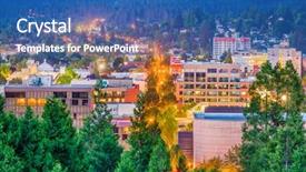  Presentation with orlando florida usa downtown city - Colorful slide deck enhanced with eugene oregon usa downtown cityscape backdrop and a ocean colored foreground