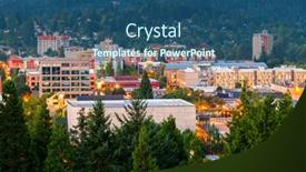  Presentation with usa - PPT layouts having eugene-oregon-usa-downtown-cityscape background and a ocean colored foreground