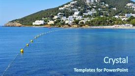  Presentation with panoramic - PPT theme enhanced with eularia des riu in ibiza background and a ocean colored foreground