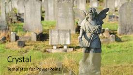  Presentation with angel - Slides having eulogy - statue of a stone cherubim background and a  colored foreground