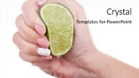  Presentation with lime - PPT layouts enhanced with euman sours - female hand squeezing lime isolated background and a  colored foreground