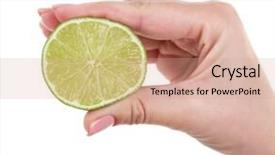  Presentation with lime cider - Beautiful presentation theme featuring euman sours - female hand squeezing lime isolated backdrop and a coral colored foreground