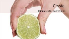  Presentation with lime green and white flower - Slide set enhanced with euman sours - female hand squeezing lime isolated background and a coral colored foreground
