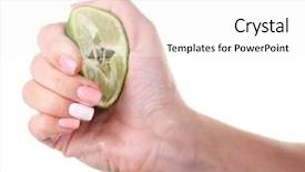  Presentation with lime green and white flower - PPT layouts having euman sours - female hand squeezing lime isolated background and a  colored foreground