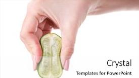  Presentation with lime - Presentation theme featuring euman sours - female hand squeezing lime isolated background and a white colored foreground