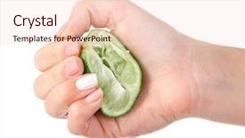  Presentation with lime - Amazing presentation design having euman sours - female hand squeezing lime isolated backdrop and a  colored foreground
