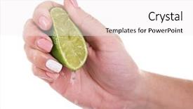  Presentation with lime cider - Colorful presentation design enhanced with euman sours - female hand squeezing lime isolated backdrop and a  colored foreground