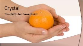  Presentation with trophy award hand holding - Beautiful slides featuring euman sours - hand holding orange backdrop and a  colored foreground